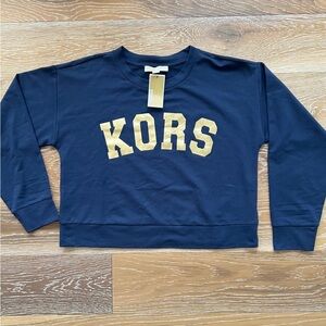 Michael Kors Navy Gold Sweatshirt Top size Medium